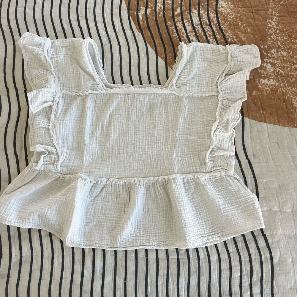 Flirty Flutter Ruffled Crinkle Cotton Babydoll Top